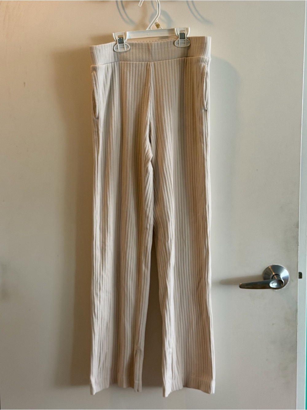 Uniqlo Cream Ribbed Cotton Pants